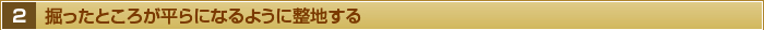 ２・掘ったところが平らになるように整地する